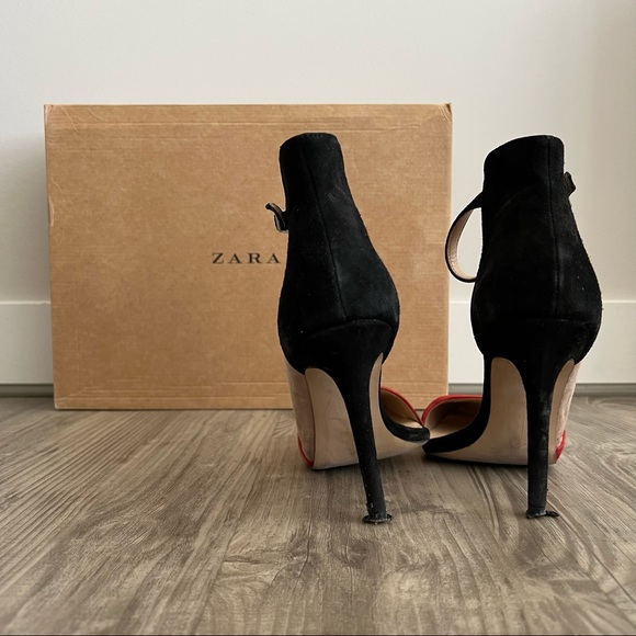 ZARA Vegan Suede Colorblock Pump Sandals - Picture 6 of 6